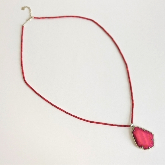 Kendra Scott Beatrix Unbanded Pink Agate Long Pendant Statement Necklace - Picture 2 of 11